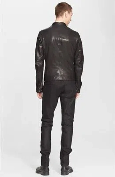 Pre-owned Belstaff Slim Fit Stretch Jeans Motorcycle Biker Coated Raw Denim Black 28 X 33