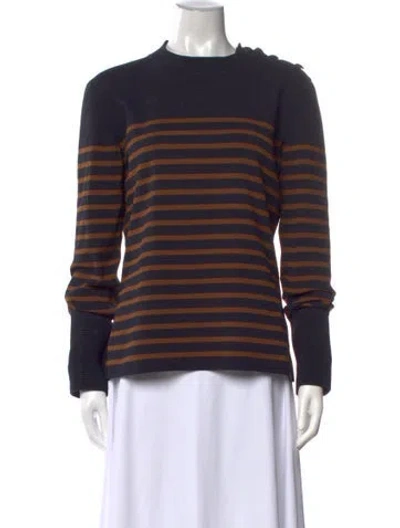 Pre-owned Belstaff Striped Crew Neck Sweater In Blue/orange