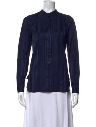 Pre-owned Belstaff Striped Long Sleeve Button-up Top In Blue