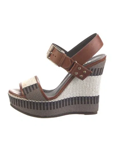 Pre-owned Belstaff Striped Sandals In Grey