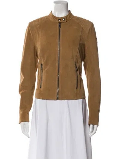 Pre-owned Belstaff Suede Biker Jacket In Brown