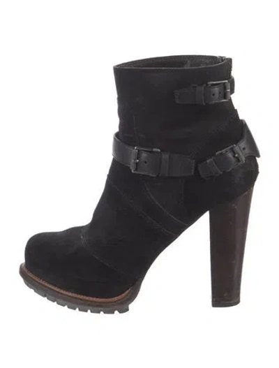 Pre-owned Belstaff Suede Moto Boots In Black