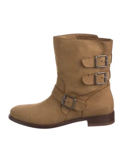 Pre-owned Belstaff Suede Moto Boots In Neutral