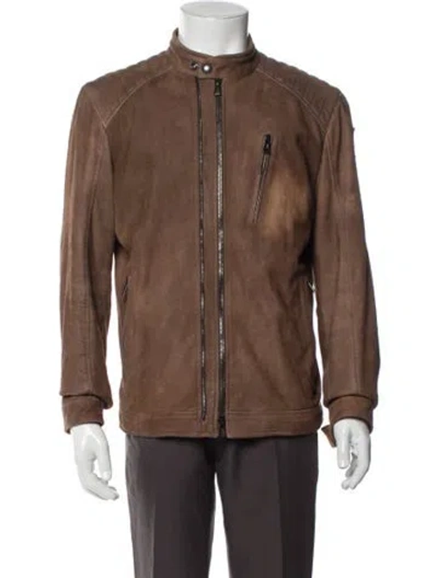 Pre-owned Belstaff Suede Moto Jacket In Brown