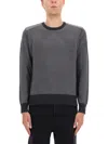 Belstaff Crew Neck Long Sleeve Sweater With Ribbed Cuffs In Gray