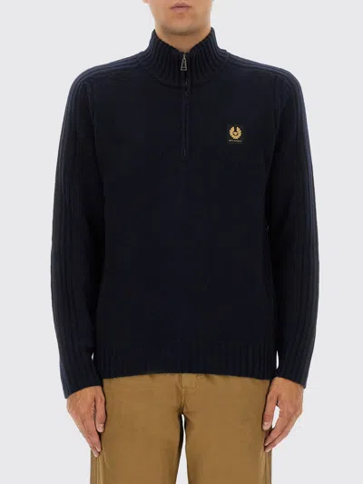 Belstaff Half-zip Logo Cotton Sweatshirt In Black