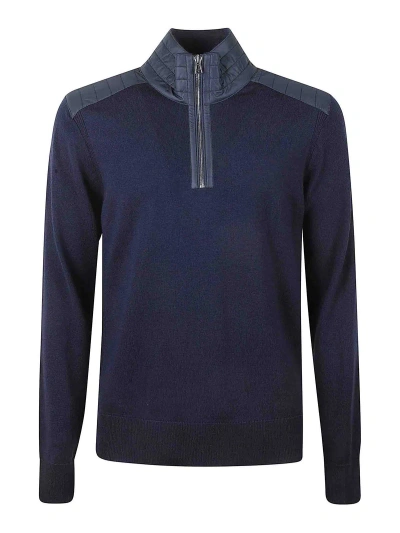 Belstaff Jumper With Collar And Shoulders In Dark Blue