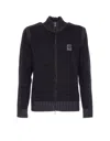 Belstaff High Collar Long Sleeve Zip Knit Sweater In Black