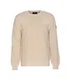Belstaff Ribbed Crewneck Sweater Long Sleeves In Neutral