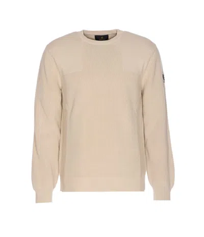 Belstaff Ribbed Crewneck Sweater Long Sleeves In Brown