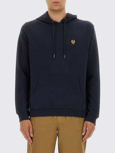 Belstaff Hooded Sweater Kangaroo Pocket In Blue