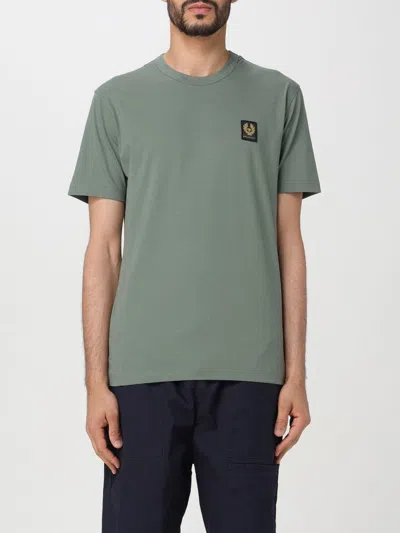 Belstaff Short Sleeved Mens Logo Patch T-shirt In Mineral Green