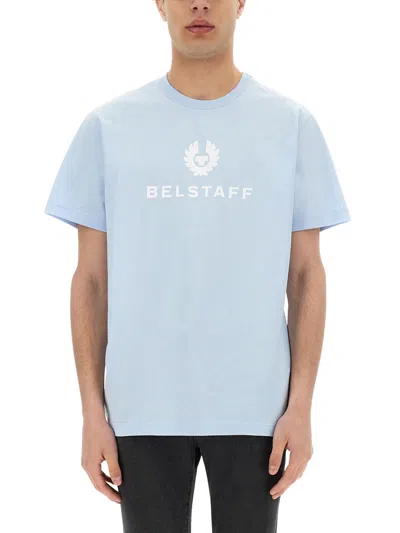 Belstaff T-shirt With Logo In Baby Blue