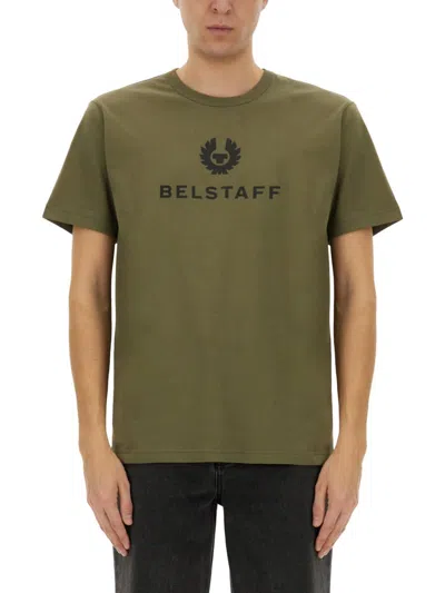 Belstaff T-shirt With Logo In Military Green