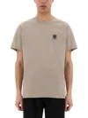 Belstaff Men T-shirt With Logo Patch In Beige
