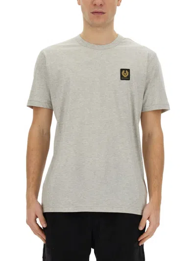 Belstaff T-shirt With Logo Patch In Grey
