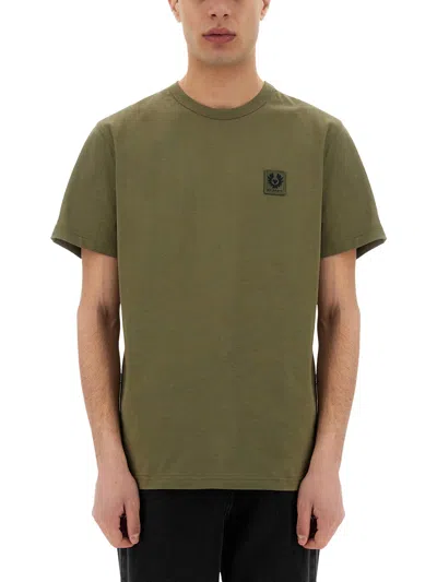Belstaff T-shirt With Logo Patch In Military Green