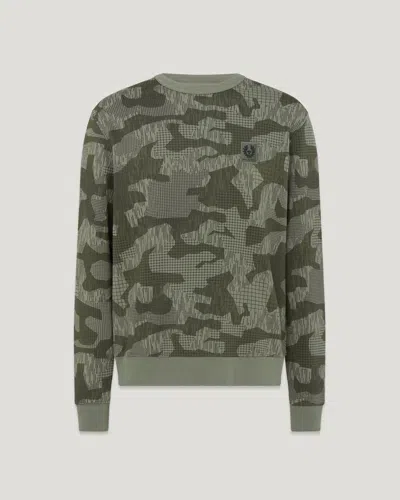 Belstaff Terrain Camo Sweatshirt In Surplus Green / Washed Black