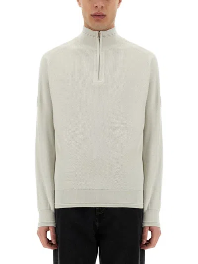 BELSTAFF TEXTURED COTTON SHIRT WITH HIGH COLLAR