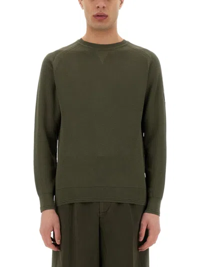 Belstaff Textured Knit Long-sleeved Top In Green