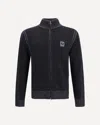 Belstaff High Collar Long Sleeve Zip Knit Sweater In Gray
