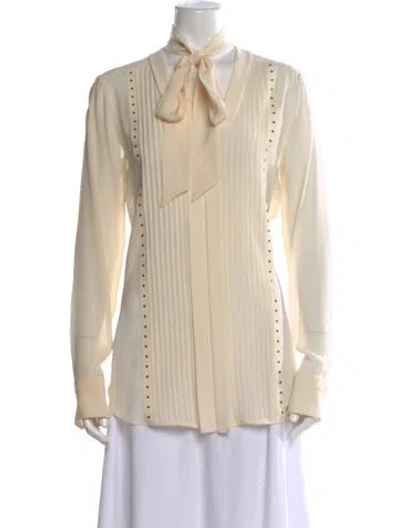 Pre-owned Belstaff Tie Neck Long Sleeve Blouse In Neutral