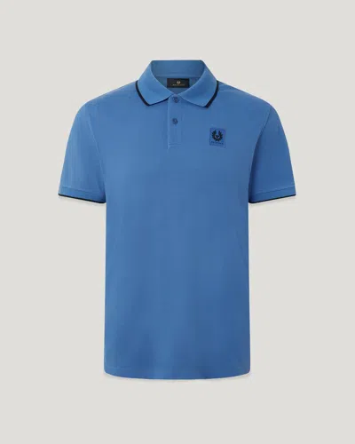 Belstaff Tipped Polo Cotton Pique In Blue