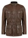 Belstaff Trialmaster Belted Leather Jacket In Brown