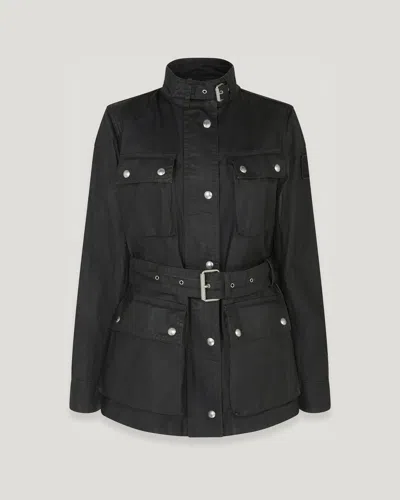 Belstaff Trialmaster Jacket In Washed Black / Dark Smoke Grey