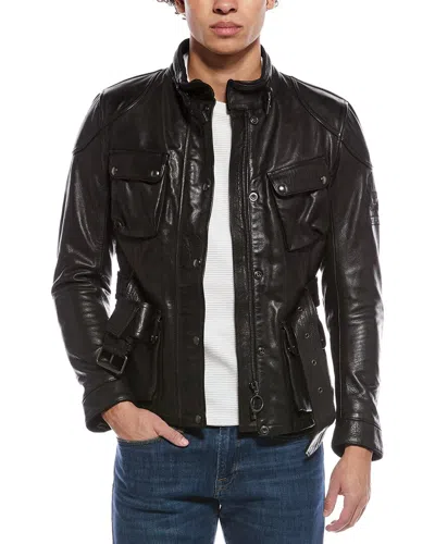 Belstaff Trialmaster Leather Motorcycle Jacket In Black