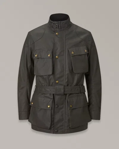 Belstaff Trialmaster Motorcycle Jacket In Olive Green