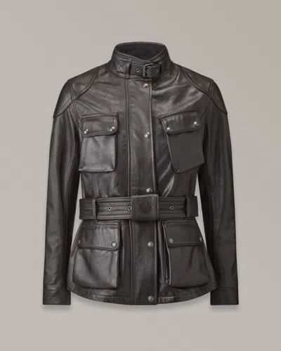 Belstaff Trialmaster Motorcycle Jacket In Antique Black