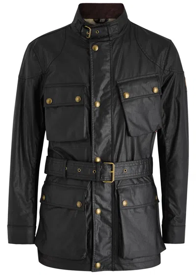 Belstaff Mens Black Trialmaster Belted Four-buttoned-pockets Regular-fit Waxed-cotton Jacket In Green