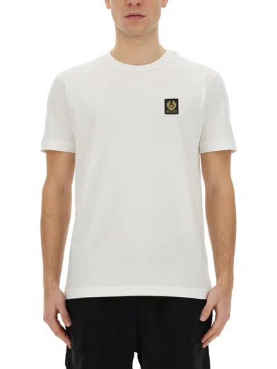 Belstaff Short Sleeved Mens Logo Patch T-shirt In White