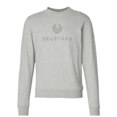 Belstaff Varsity Sweatshirt Old Silver Heather In Metallic