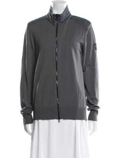 Pre-owned Belstaff Virgin Wool Bomber Jacket In Gray
