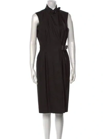 Pre-owned Belstaff Virgin Wool Midi Length Dress In Black