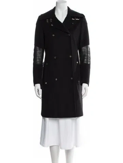 Pre-owned Belstaff Virgin Wool Trench Coat In Black