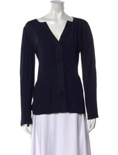 Pre-owned Belstaff V-neck Long Sleeve Top In Blue