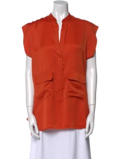 Pre-owned Belstaff V-neck Short Sleeve Blouse In Orange