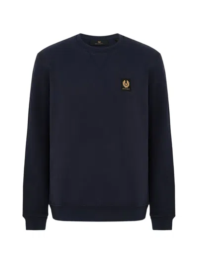 Belstaff Classic Logo Crewneck Sweatshirt For Men In Blue