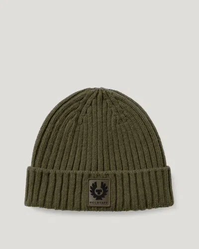 Belstaff Watch Beanie Hat In Khaki Green