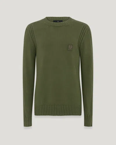 Belstaff Watch Crewneck Jumper In Dark Surplus Green