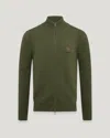 Belstaff Watch Full Zip Cardigan In Dark Surplus Green