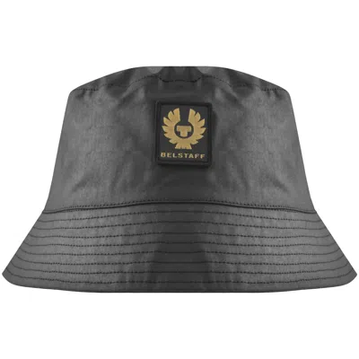 Belstaff Waxed Cotton Bucket Hat Black In Gray