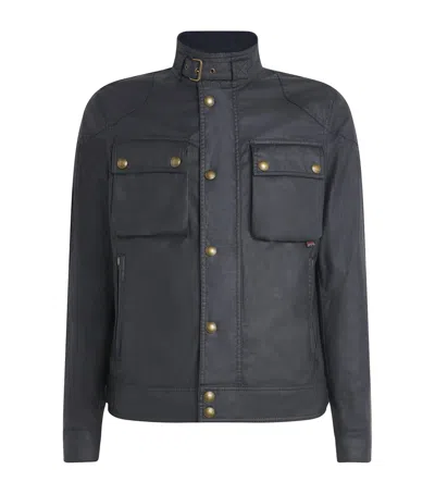 Belstaff Waxed Cotton Racemaster Jacket In Navy