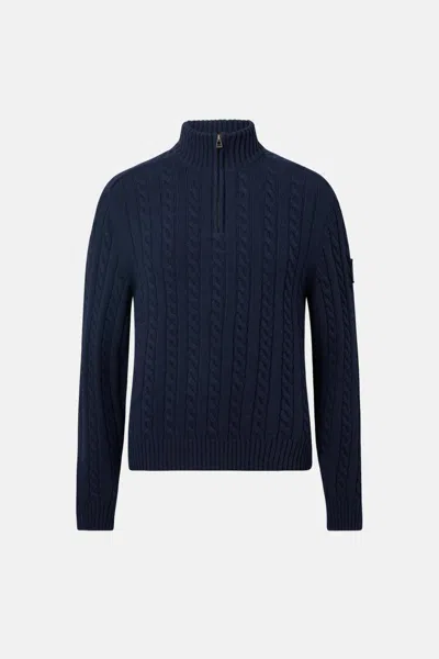 Belstaff Westport Quarter Zip Sweater In Blue