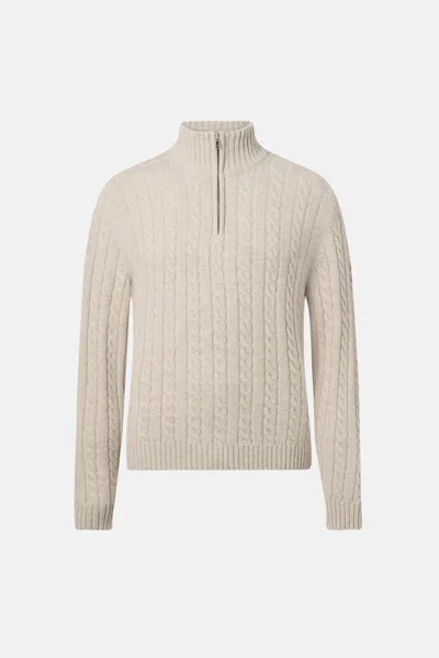 Belstaff Westport Quarter Zip Sweater In Neutral