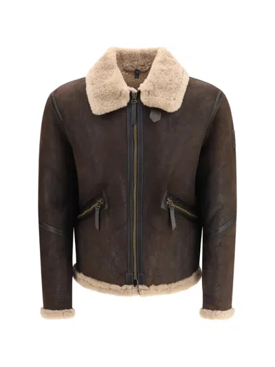 Belstaff Winterbrook Shearling-trim Jacket In Brown