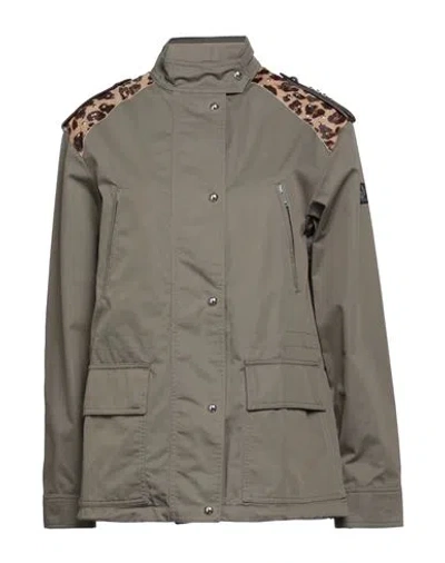 Belstaff Woman Jacket Military Green Size 8 Cotton, Viscose, Leather, Metal